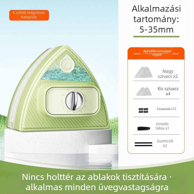 Kétoldalas mágneses üvegtisztító víztartállyal, állítható műanyag ház, otthoni használatra