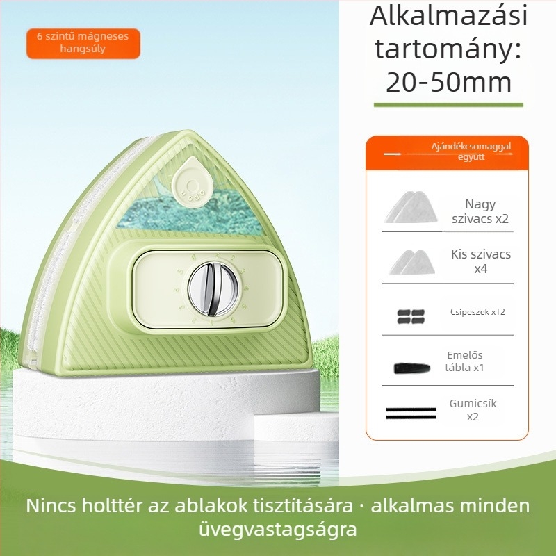 Kétoldalas mágneses üvegtisztító víztartállyal, állítható műanyag ház, otthoni használatra