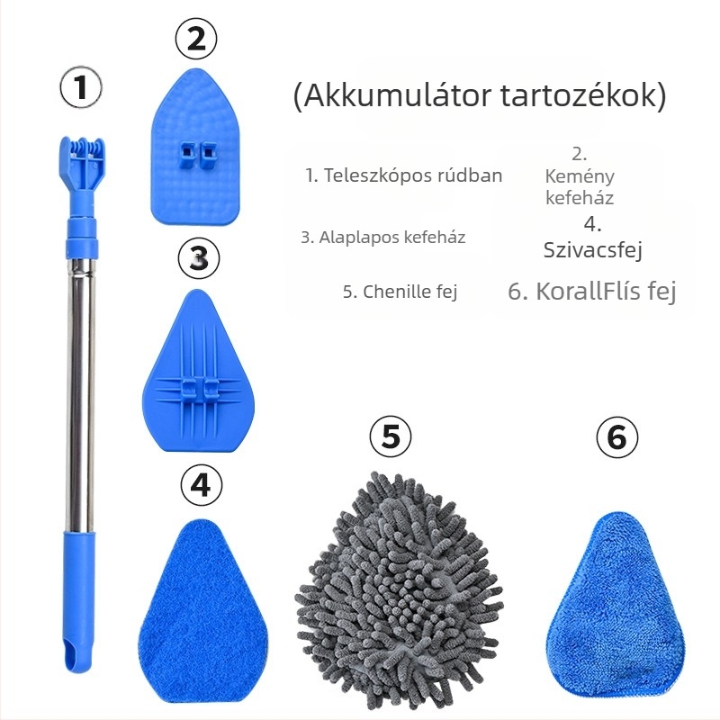 Wave Height Kihúzható hosszú nyelű tisztítóecset — háromszög alakú csempe- és fürdőszobai ecset, szivacsanyagú, többfunkciós