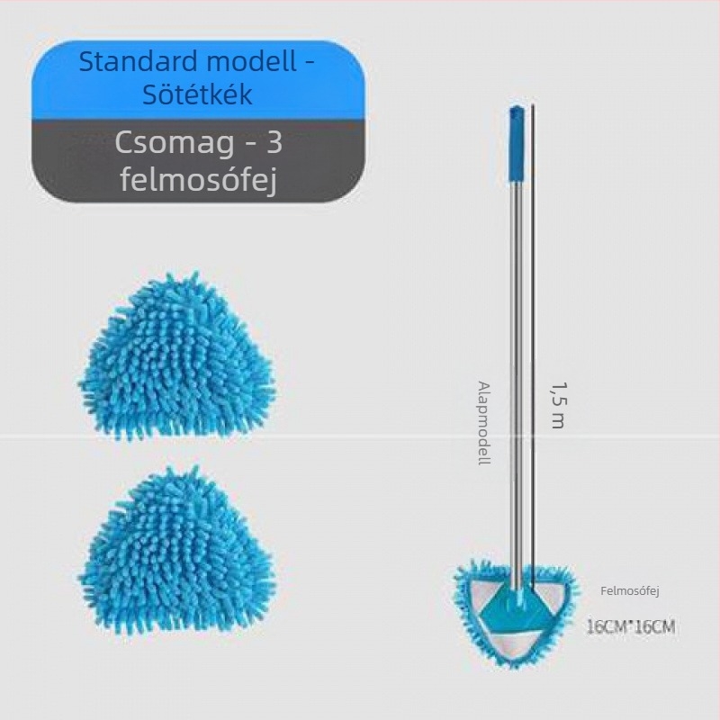 Háromszög alakú chenille mop — többfelületes tisztítás falakra, padlókra, csempékre és mennyezetre