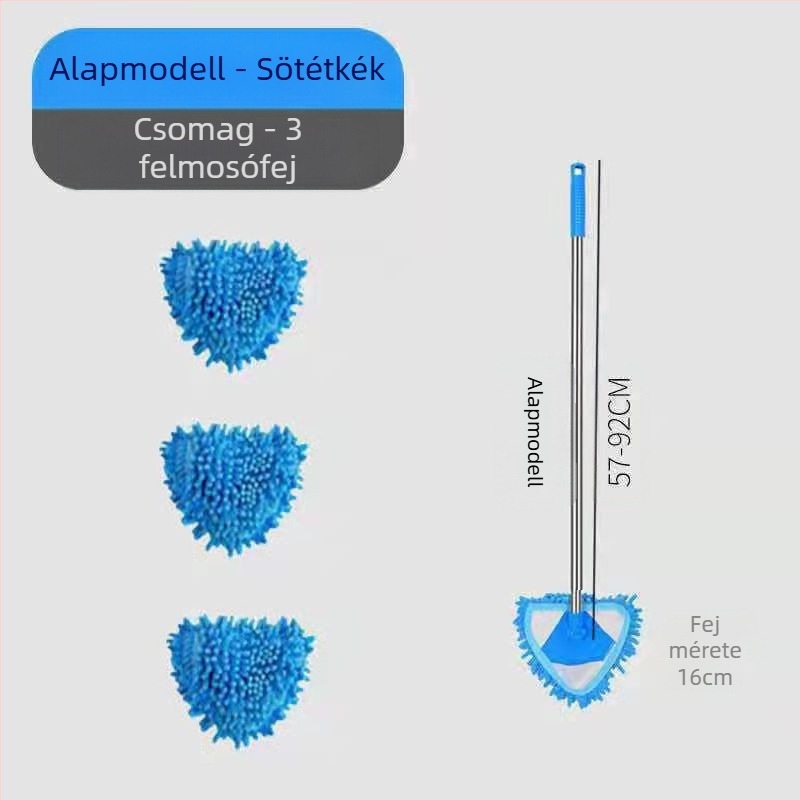 Háromszög alakú chenille mop — többfelületes tisztítás falakra, padlókra, csempékre és mennyezetre