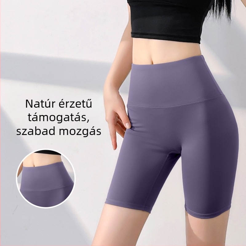 Magas derekú, varrás nélküli jóga rövidnadrág, gyors száradást biztosít, poliészter-elasztán keverék 82,5%/17,5%, rövid, nőknek