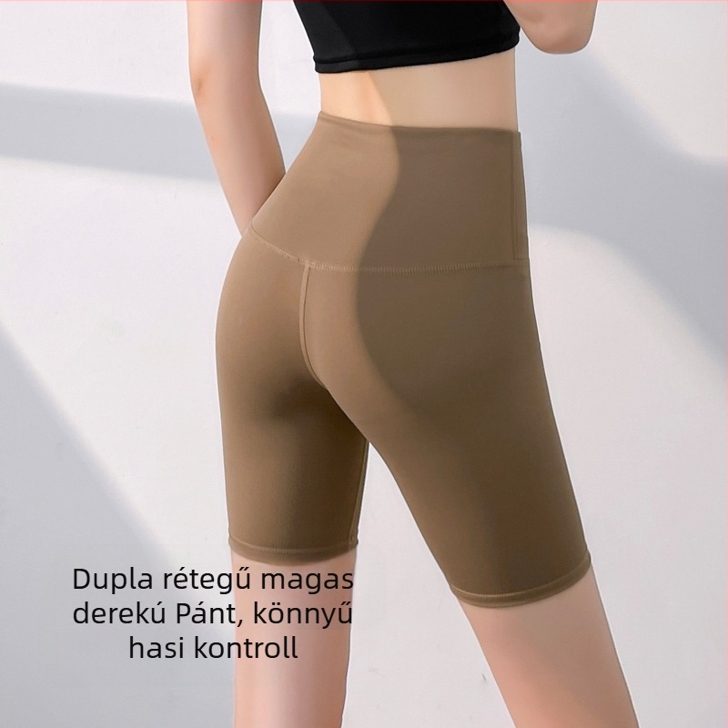 Magas derekú, varrás nélküli jóga rövidnadrág, gyors száradást biztosít, poliészter-elasztán keverék 82,5%/17,5%, rövid, nőknek