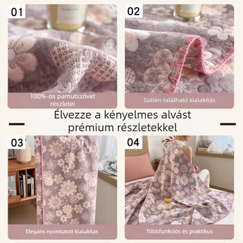 Háromrétegű géz pléd, csíkos minta, 100% pamut, 1,1–1,5 kg, reaktív festés