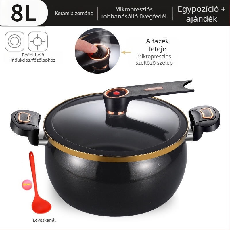 Nyomás alatti leveses fazék, vasból, üvegfedél, tapadásmentes bevonat, új kínai stílus