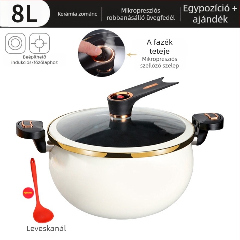 Nyomás alatti leveses fazék, vasból, üvegfedél, tapadásmentes bevonat, új kínai stílus