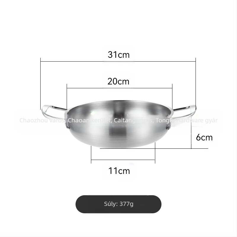 Koreai stílusú vastagfalú rozsdamentes acél tészta- és levesfazék, háztartási használatra, nem elektromos, általános tűzhelyhez