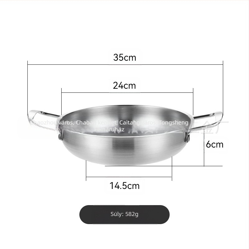 Koreai stílusú vastagfalú rozsdamentes acél tészta- és levesfazék, háztartási használatra, nem elektromos, általános tűzhelyhez