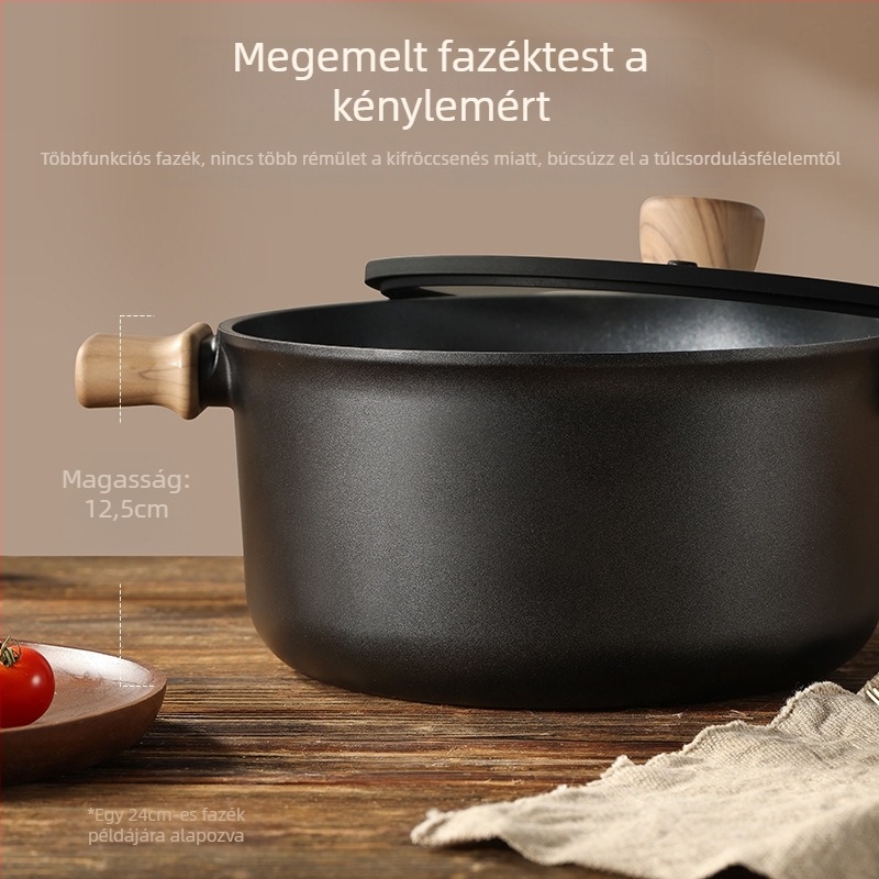 Leveses fazék duplas fogantyúval, tapadásmentes, modell 985, kapacitás 2.1–3 L, anyag: selyemvirág