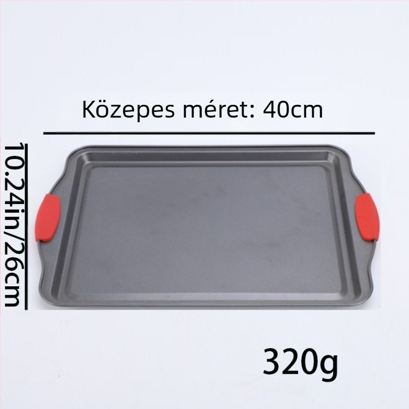 Hosszúkás tapadásmentes tepsi és süteményforma, sütőben biztonságos szénacélból, modern egyszerű stílus.