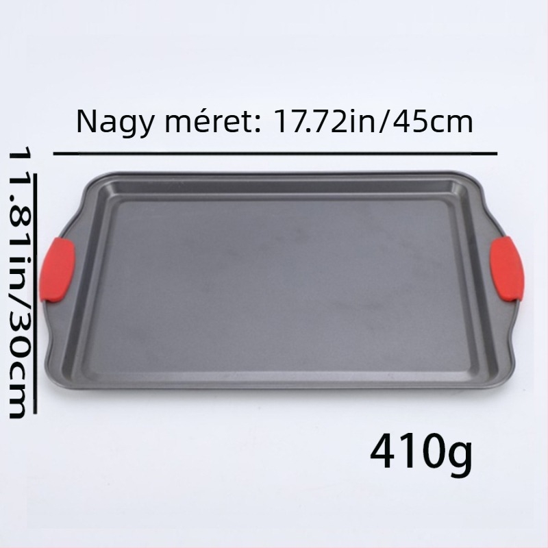 Hosszúkás tapadásmentes tepsi és süteményforma, sütőben biztonságos szénacélból, modern egyszerű stílus.
