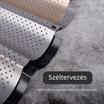 Beike Kör bagett sütőforma szénacélból készült bevonattal és tapadásmentes felülettel, 2/3/4 rekeszel; alkalmas pizzához, tortához és mousse-hoz