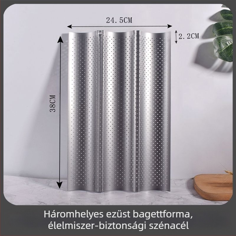 Beike Kör bagett sütőforma szénacélból készült bevonattal és tapadásmentes felülettel, 2/3/4 rekeszel; alkalmas pizzához, tortához és mousse-hoz