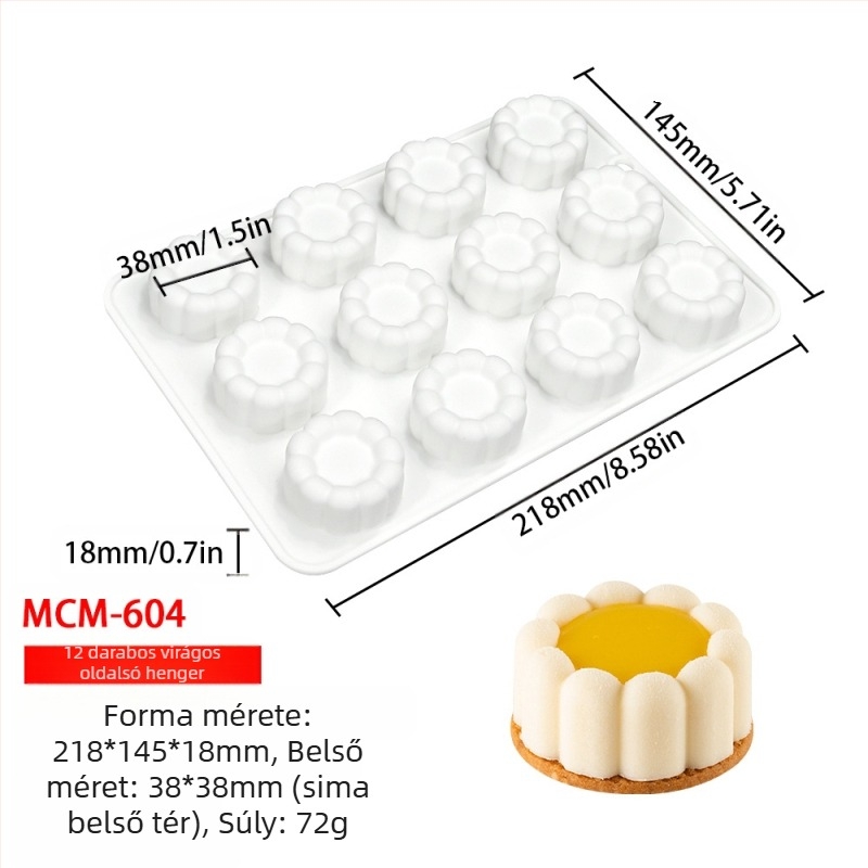 Szilikon 6 rekeszes mousse- és csokoládé forma, különböző alakzatokkal (csillagok, Rubik-kocka, szív); alkalmas fondant és csokoládék készítéséhez, kézzel készített szappanokhoz és aromaterápiás gyertyákhoz.