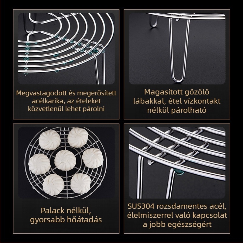 Háromszög alakú gőzölő rács 304-es rozsdamentes acélból – Multifunkcionális gőzölő rács otthoni és kereskedelmi használatra
