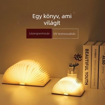 Bluetooth távirányítós könyvlámpa, kreatív gravírozás, hajtogatható oldal, éjszakai fény, hangulatvilágítás, asztali lámpa, ajándék