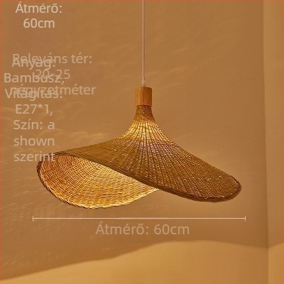 Függő vezetékes csillár; bambusz test; bambusz árnyékoló; LED világítás; 220V