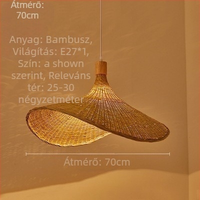 Függő vezetékes csillár; bambusz test; bambusz árnyékoló; LED világítás; 220V