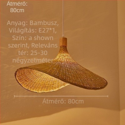 Függő vezetékes csillár; bambusz test; bambusz árnyékoló; LED világítás; 220V