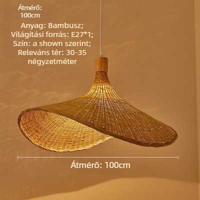 Függő vezetékes csillár; bambusz test; bambusz árnyékoló; LED világítás; 220V