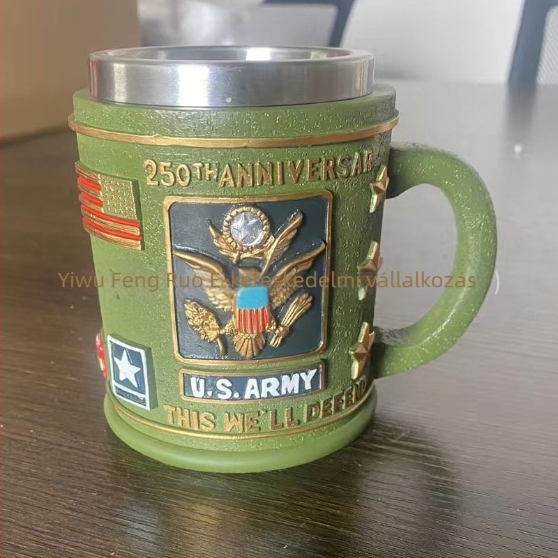 3D katonai tematikájú gyanta bögre, gyanta alkotások, karton csomagolás