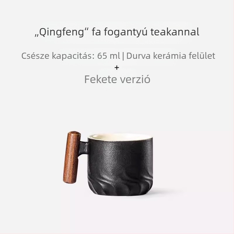 Kerámia kávéscsésze fogantyúval – japán stílus, kemencében égetett retro glazúra, égés elleni védelem, otthoni használatra.