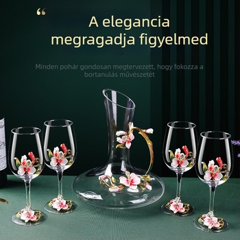 Prémium üvegboros pohár forgó dekantálóval és Phalaenopsis mintával – 1 darab ital készlet (2025-ös megjelenés)