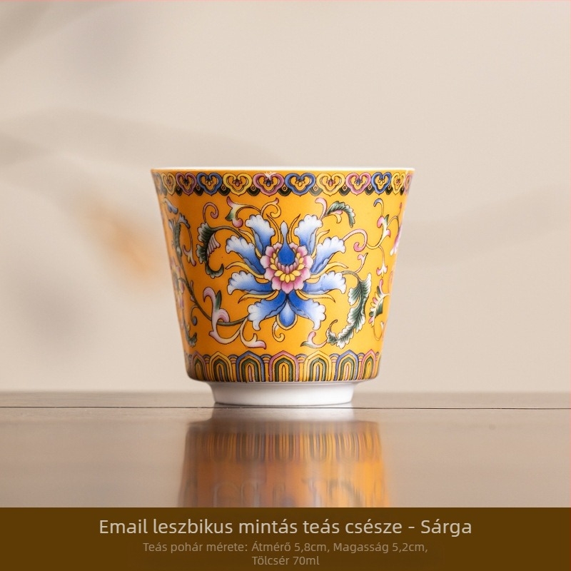 Kerámiás zománcozott teáscsésze – kínai stílus, egyszerű dizájn, ajándék kész, születésnapokra és utazásokra