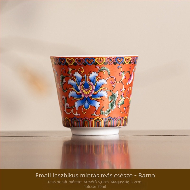 Kerámiás zománcozott teáscsésze – kínai stílus, egyszerű dizájn, ajándék kész, születésnapokra és utazásokra