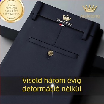 Férfi őszi lazább nadrág, egyenes szabású üzleti nadrág, vasalásmentes