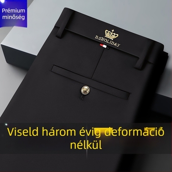 Férfi őszi lazább nadrág, egyenes szabású üzleti nadrág, vasalásmentes