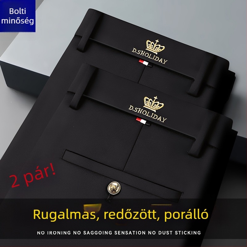 Férfi őszi lazább nadrág, egyenes szabású üzleti nadrág, vasalásmentes