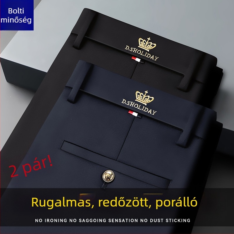 Férfi őszi lazább nadrág, egyenes szabású üzleti nadrág, vasalásmentes