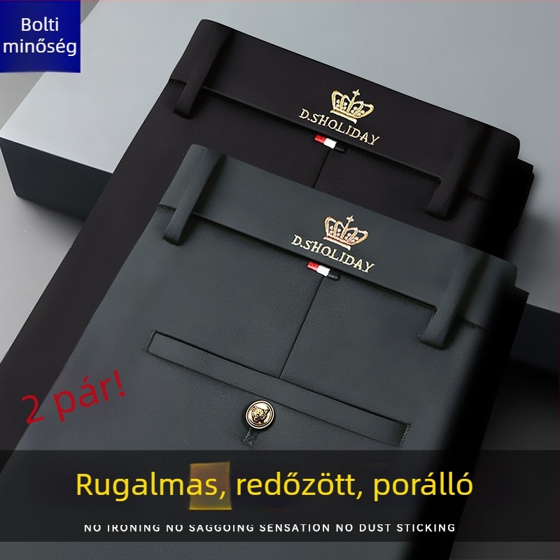 Férfi őszi lazább nadrág, egyenes szabású üzleti nadrág, vasalásmentes