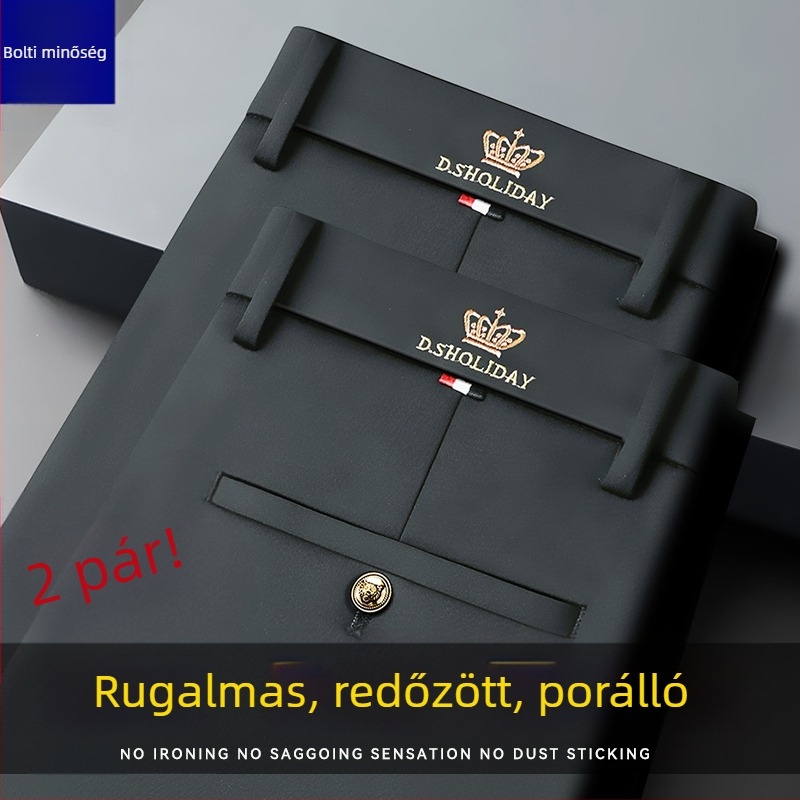 Férfi őszi lazább nadrág, egyenes szabású üzleti nadrág, vasalásmentes