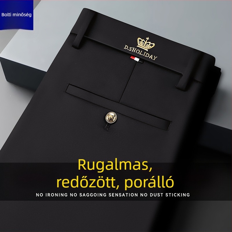 Férfi őszi lazább nadrág, egyenes szabású üzleti nadrág, vasalásmentes
