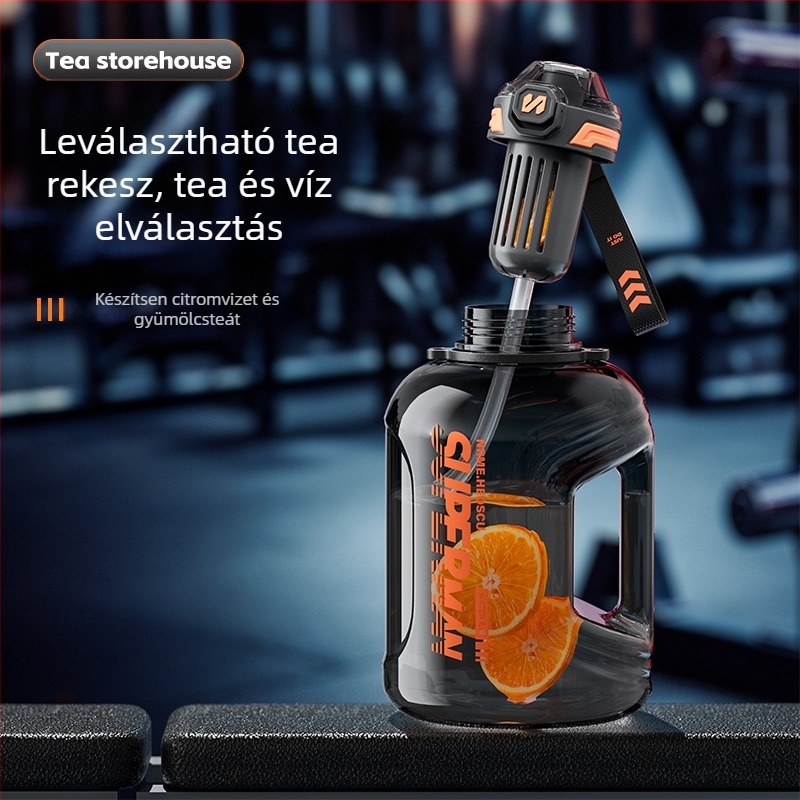 Sportos vízpalack teás szeparációval, magas hőmérsékletnek ellenálló, nagy kapacitású; Anyag: Műanyag; Márka: Egyéb