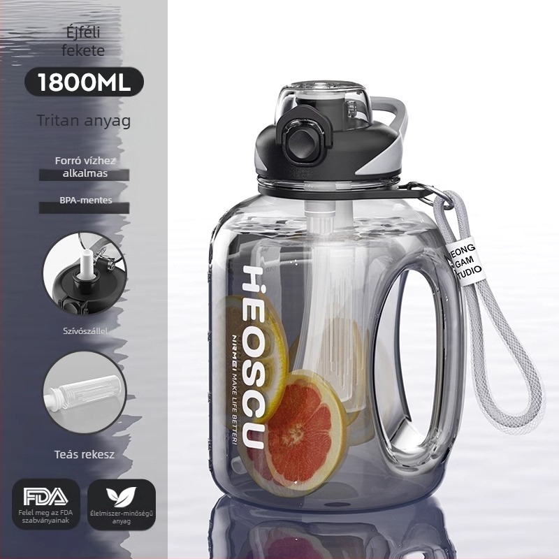 Sportos vízpalack teás szeparációval, magas hőmérsékletnek ellenálló, nagy kapacitású; Anyag: Műanyag; Márka: Egyéb