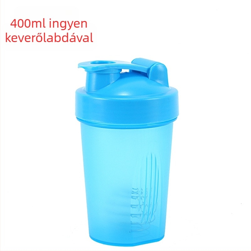 Shaker pohár sporthoz, PP műanyag, 400 ml kapacitás, egykamrás test, logó nyomtatás, személyre szabható