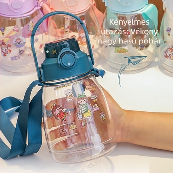 Gyermekeknek szánt pohár szívószállal, közvetlen iváshoz, PC műanyagból, pánttal, környezetbarát, egyrétegű (Anyag: PC; Stílus: modern egyszerűség; Pánttal; Környezetbarát; Összetétel: egy réteg)