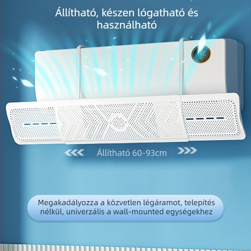 Légkondicionáló légáram-deflektor – kihúzható, falra szerelhető, szerszámmentes telepítés, védelem az egyenesen érkező huzat ellen