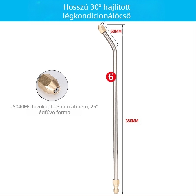 Magasnyomású vízpisztoly klímaberendezések tisztítására — rozsdamentes könyökcsatlakozás, réz gyorscsatlakozó, ventillátor alakú sugárkivágás