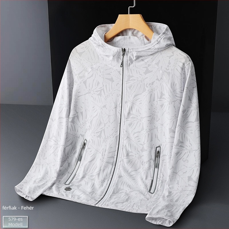 Uniszex kültéri kapucnis széldzseki UV védelem UPF50, lélegző poliészter