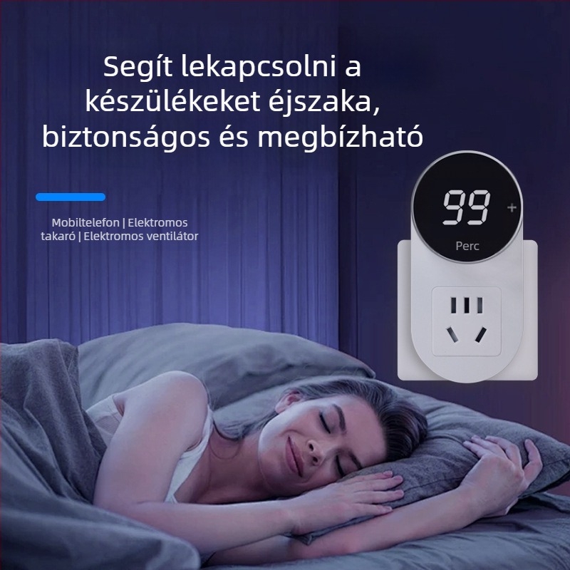 Kailan időzítő dugaszolóaljzat, túláram elleni védelemmel, töltésvédelmet otthoni eszközök és telefonok számára, automatikus kikapcsolás visszaszámlálással