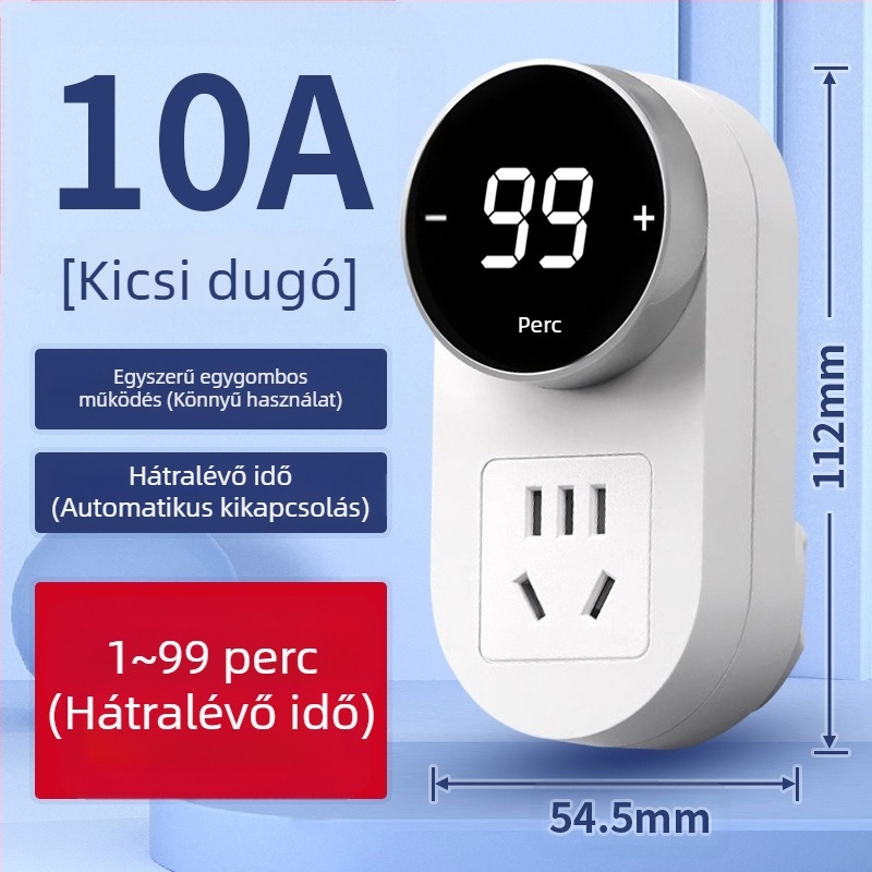 Kailan időzítő dugaszolóaljzat, túláram elleni védelemmel, töltésvédelmet otthoni eszközök és telefonok számára, automatikus kikapcsolás visszaszámlálással