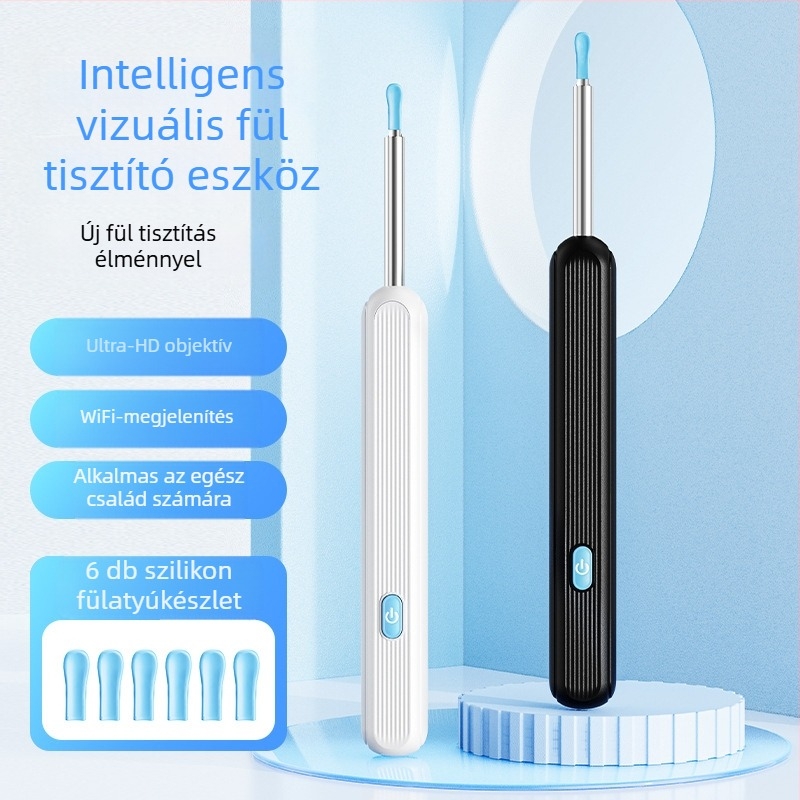 Vezeték nélküli vizuális fülkanál világítással – HD vizuális fülkímélés, ABS+PC, Type-C töltőkábel a csomagban