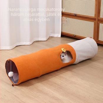 Macska alagút többnyílású kialakítással, összecsukható egyenes cső, textil anyag - Xinxuan