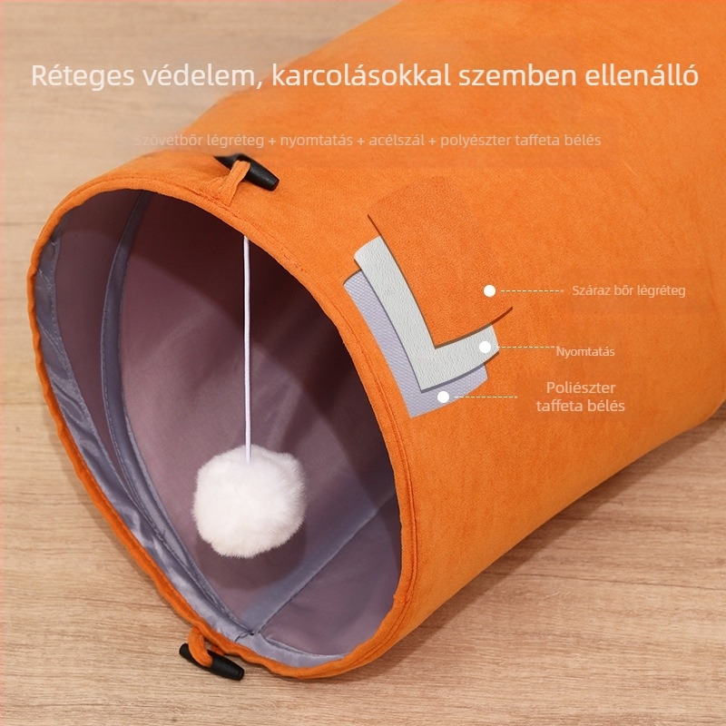 Macska alagút többnyílású kialakítással, összecsukható egyenes cső, textil anyag - Xinxuan