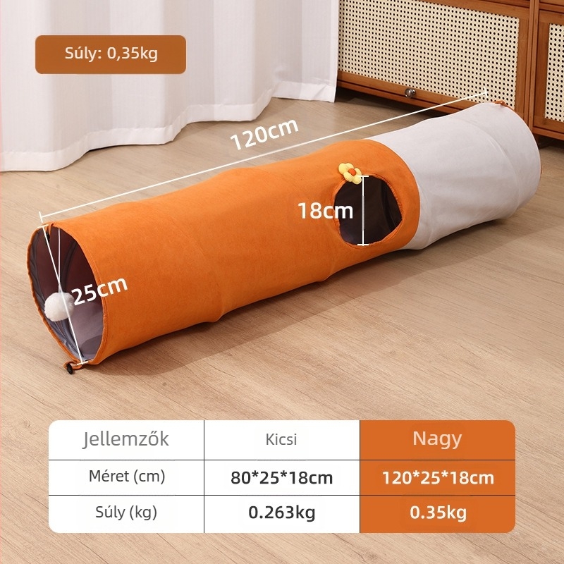 Macska alagút többnyílású kialakítással, összecsukható egyenes cső, textil anyag - Xinxuan