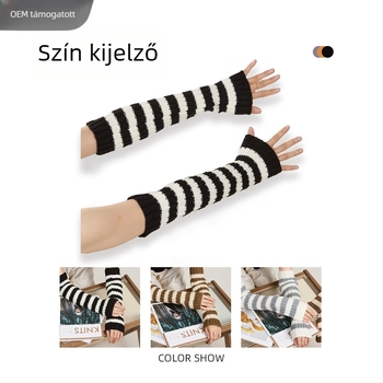 Foremost Női csíkos kötött karvédők – Meleg, 15% gyapjú / 85% akril, Télen és Ősszel